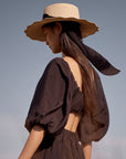 Scalloped Brim Panama Hat Noir