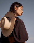 Scalloped Brim Panama Hat Noir
