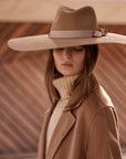 Wide Brim Beige Wool Fedora Sample Sale