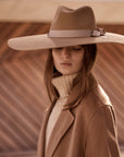 Wide Brim Beige Wool Fedora Sample Sale