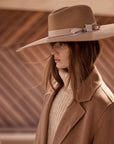 Wide Brim Beige Wool Fedora Sample Sale