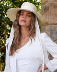Scalloped Brim Panama Hat Blanc