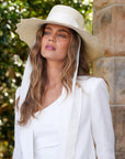 Scalloped Brim Panama Hat Blanc