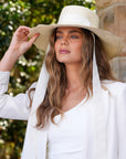 Scalloped Brim Panama Hat Blanc