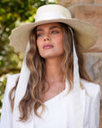 Scalloped Brim Panama Hat Blanc