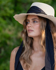 Scalloped Brim Panama Hat Noir