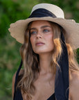 Scalloped Brim Panama Hat Noir