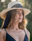 Scalloped Brim Panama Hat Noir